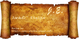Jankó Etelka névjegykártya
